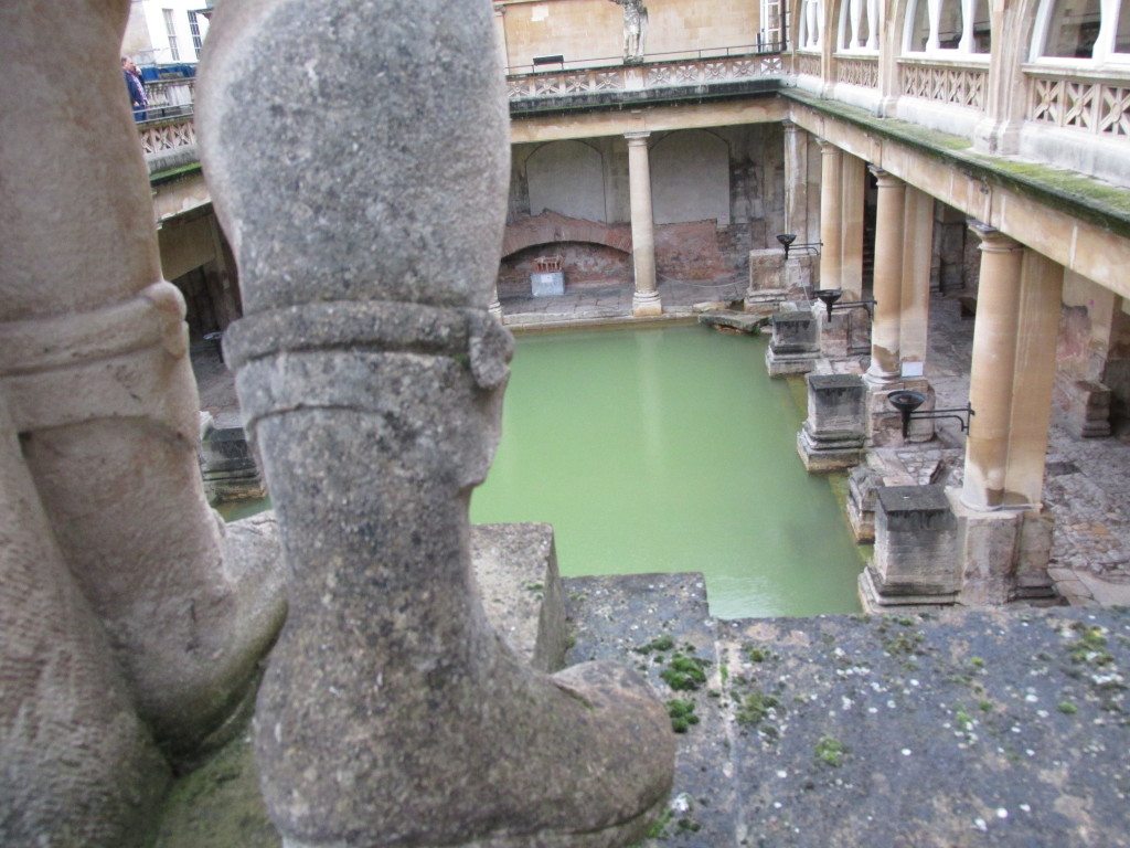 Close-up of one of the statues surrounding the Great Bath.