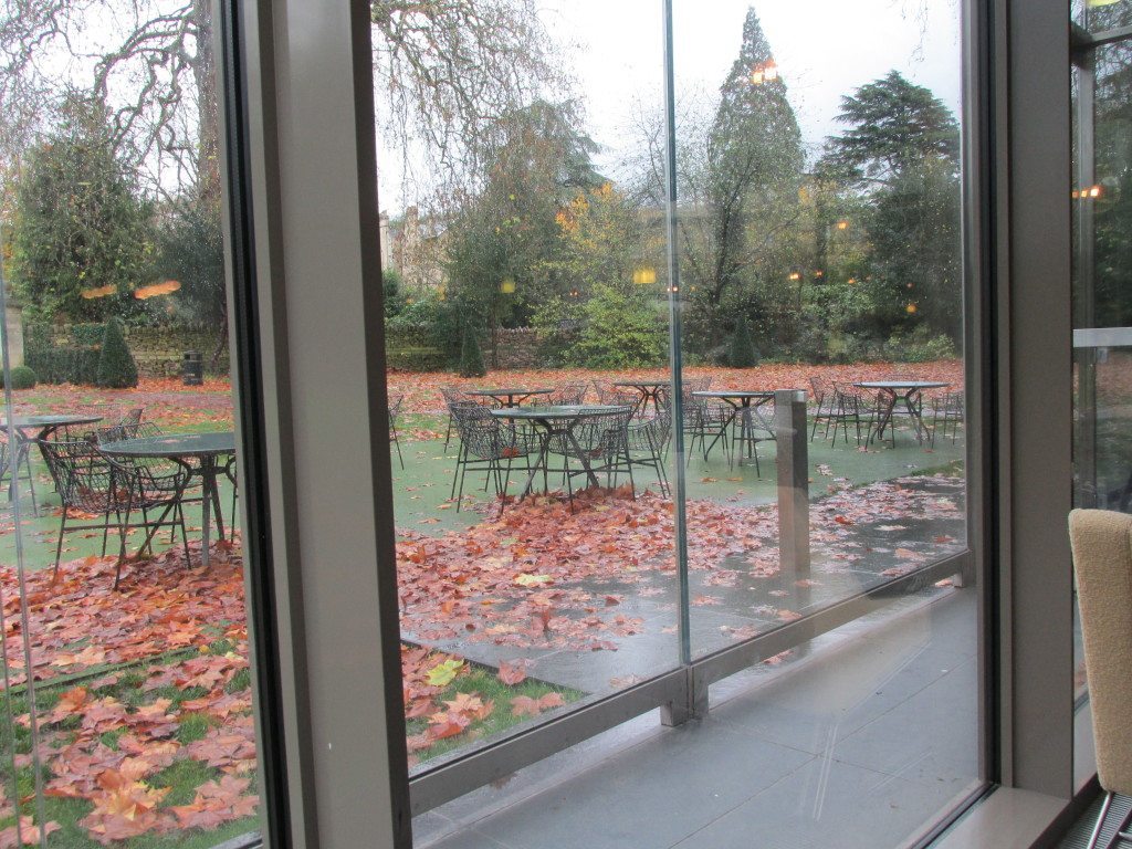 View from the restaurant at the back of Holbourne Museum, looking toward Sydney Gardens. We stayed inside on a rather wet day for tea.