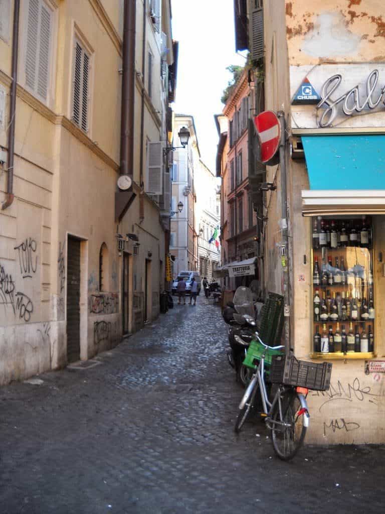 One of Rome's narrow streets off the Campo di Fiori