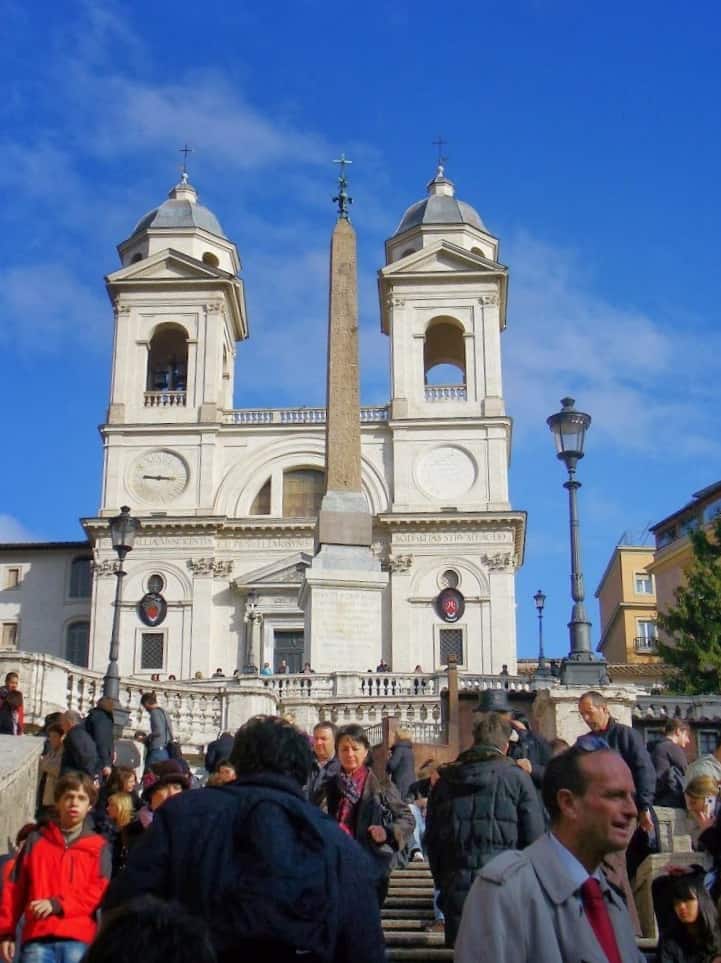 Sallustiano obelisk at the top of the Spanish Steps. 